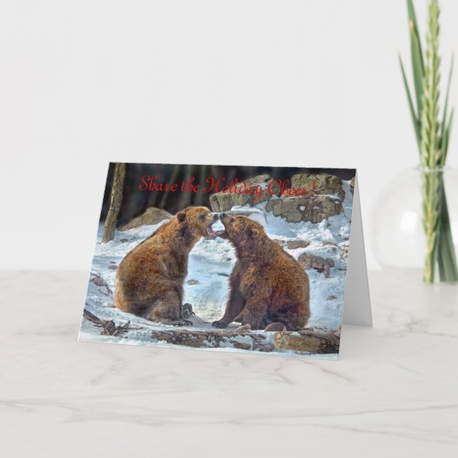 Bear Smooch Helgdag Card Helgkort (Framsida)