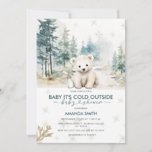 Bear Snöflingor-Kallet utanför babyvisningsprogram Inbjudningar