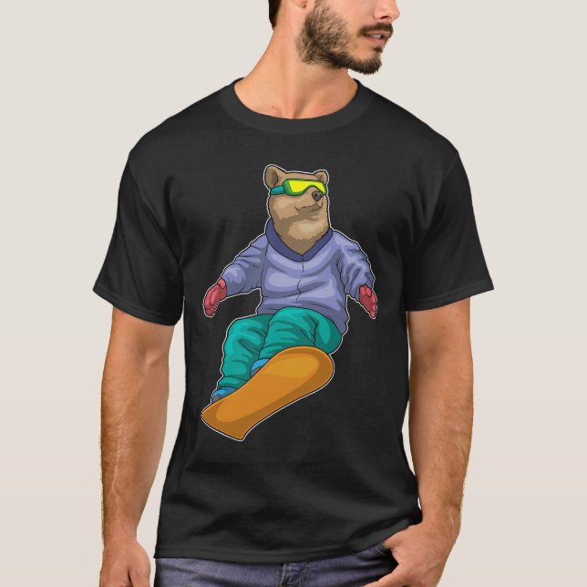 Bear Snowboard Winter sport T Shirt (Framsida)