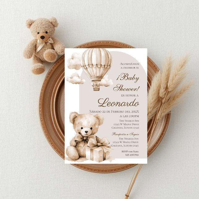 Bear Spanish Baby Shower Boy invitation Inbjudningar (Skapare uppladdad)
