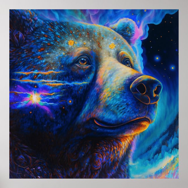 Bear Spirit Animal Neon Symbol of Strength & Power Poster (Framsidan)