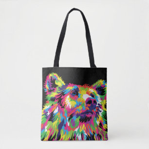 Bear Spirit Animal Pop Art Tote Bag Tygkasse