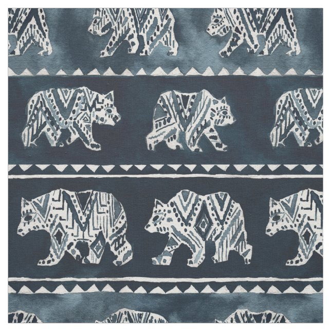 BEAR SPIRIT Indigo Boho Tribal Mönster Fabric Tyg (Provkarta)