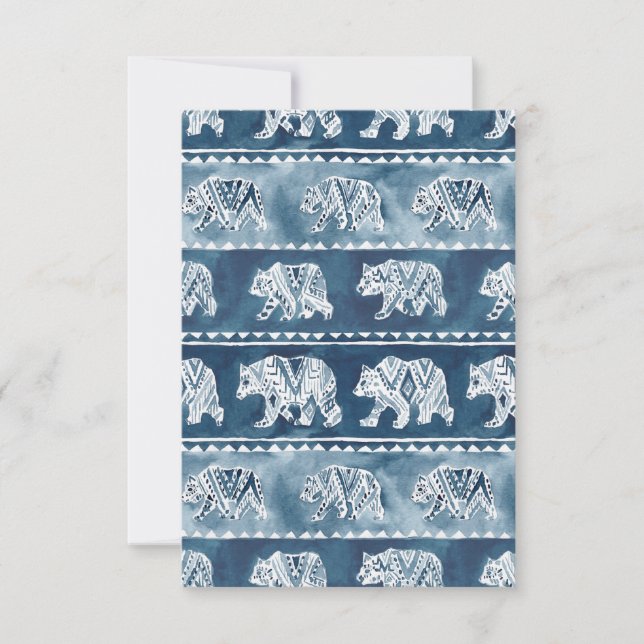 BEAR SPIRIT Navy Boho Tribal Mönster Note (Framsida)