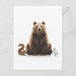 Bear Squirrel Uggla Vykort