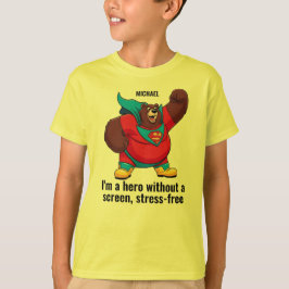 BEAR STRESS HEALTHY HABITS SUPERHERO T SHIRT