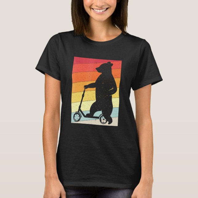 Bear Stunt Kick Scooter Kick Scooter Skater Retro T Shirt (Framsida)