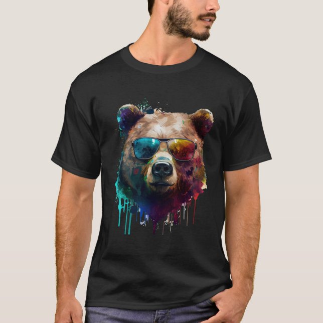 Bear sunglasses glasses vacation party  bear fan t shirt (Framsida)