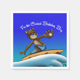 Bear Surfer Birthday Pappersservett