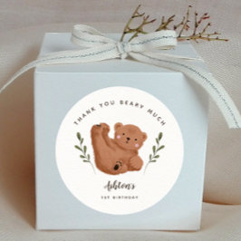 Bear Tack Beary Much Boy Födelsedagsfest Runt Klistermärke