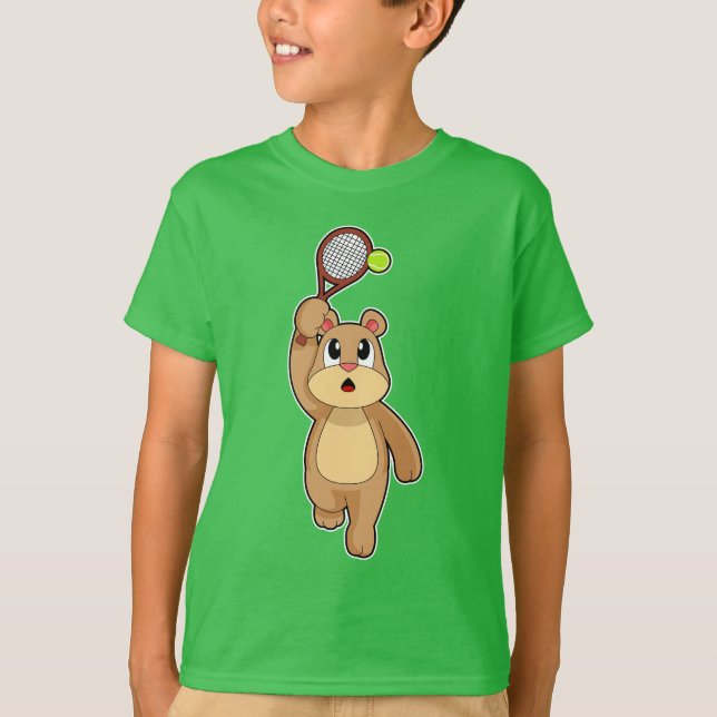 Bear Tennis Tennis boll T Shirt (Framsida)