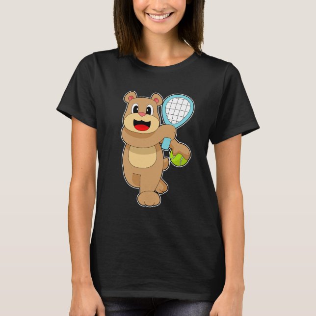 Bear Tennis Tennis racket T Shirt (Framsida)