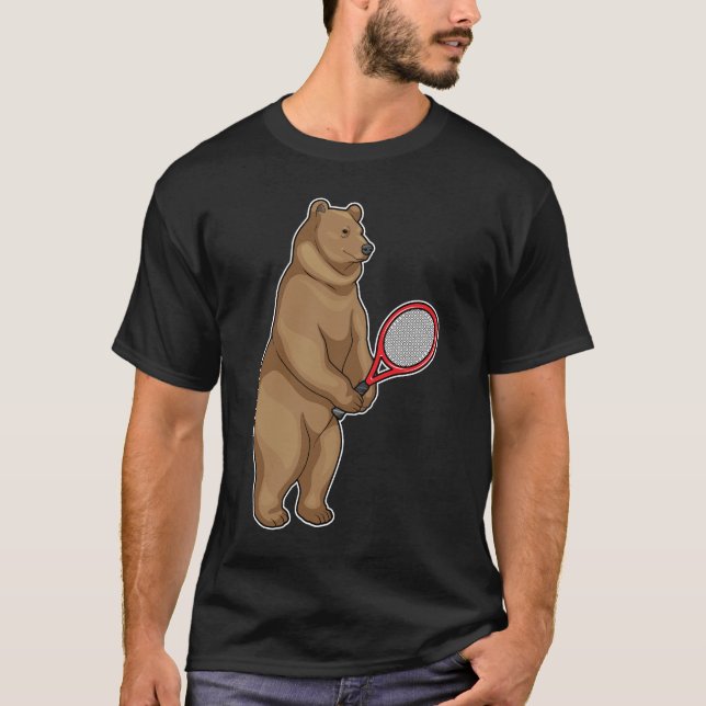 Bear Tennis Tennis racket T Shirt (Framsida)