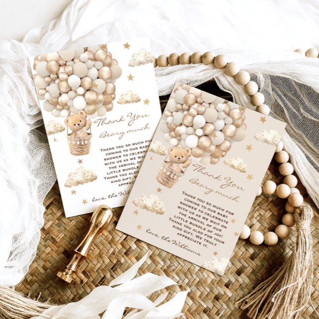Bear Theme Barly Wait Guld Baby Shower Tack Kort (Skapare uppladdad)