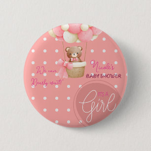 Bear Themme Rosa Peach Luftballong Baby Shower Knapp