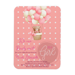 Bear Themme Rosa Peach Luftballong Baby Shower Magnet