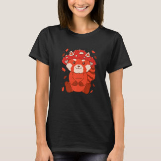 Bear Toadstool Hat Autumn Cat Bear Red Panda   T Shirt