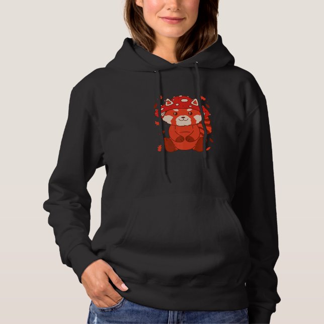 Bear Toadstool Hat Autumn Cat Bear Red Panda   T Shirt (Framsida)