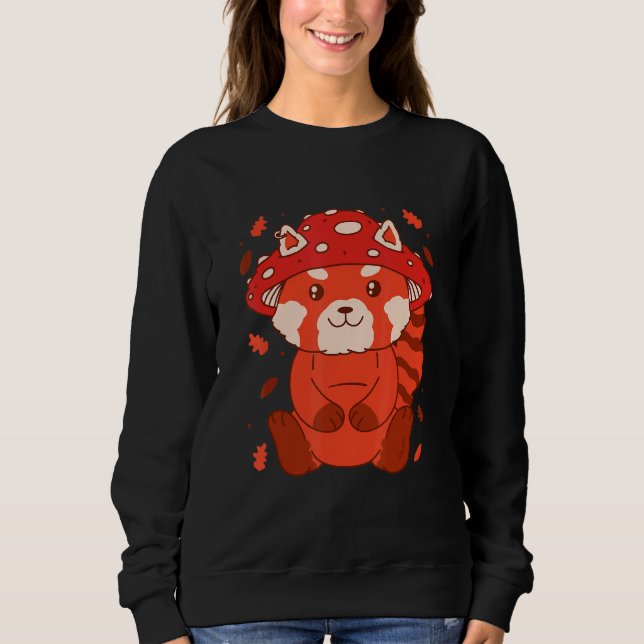 Bear Toadstool Hat Autumn Cat Bear Red Panda T Shirt (Framsida)