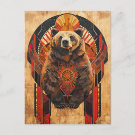 Bear Totem – Strength in Deco Style Vykort