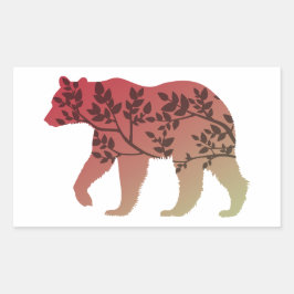 Bear Träd Rektangulärt Klistermärke