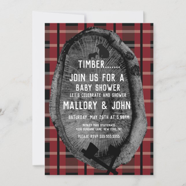 Bear Trail Skogen Äventyr Lumbar Jack Inbjudningar (Framsida)