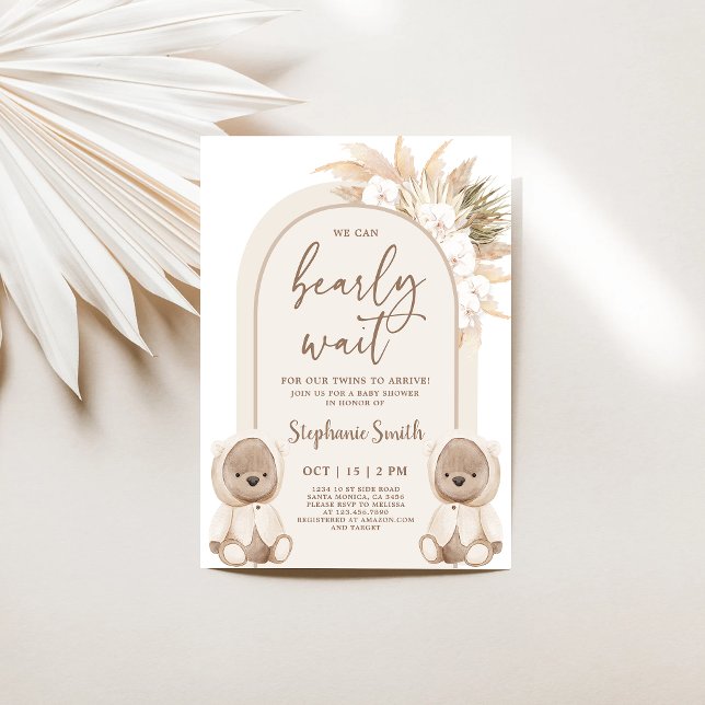 Bear Twillingars Baby Shower-inbjudan Inbjudningar (Skapare uppladdad)