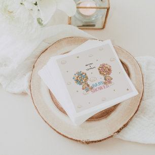 Bear Twillingars Shower Rosa Blue Boy Girl Pappersservett