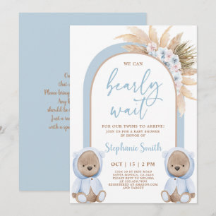 Bear Twin Boys Baby Shower-inbjudan Inbjudningar