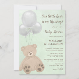 Bear Unge Baby Shower-inbjudan för Little Bear Inbjudningar