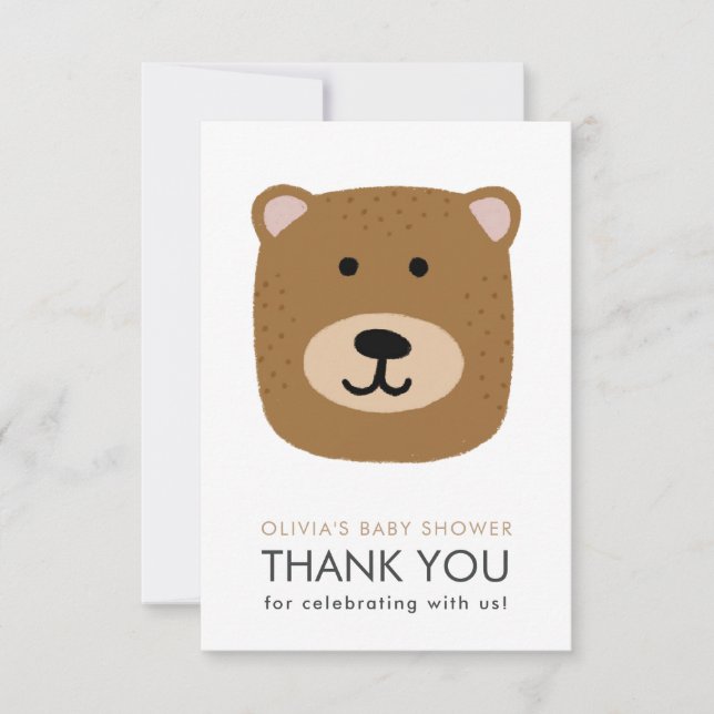 Bear unge Baby Shower Tack för kortet (Framsida)