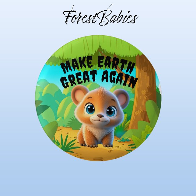 Bear Unge, gör jorden Underbar igen, Miljö Knapp (Grizzly Bear 🐻  ForestBabies Button)
