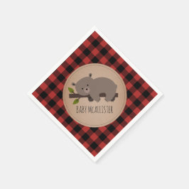 Bear Unge Lumberjack Play Baby Shower Napkins Pappersservett