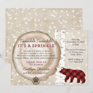 Bear Unge Winter Forest Baby Sprinkle for Boy Inbjudningar