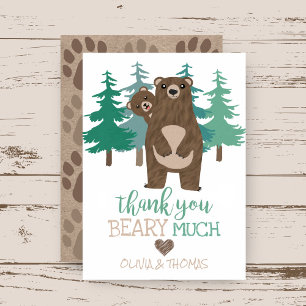 Bear Unge Woodland Äventyr Baby Shower Tack Kort