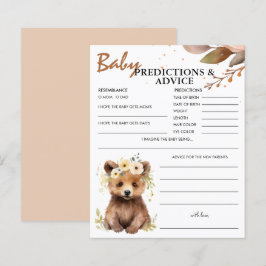 Bear Unge Woodland Baby Predications & Advice Card