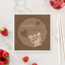 Bear Unge Woodland Theme Baby Shower Pappersservet Pappersservett