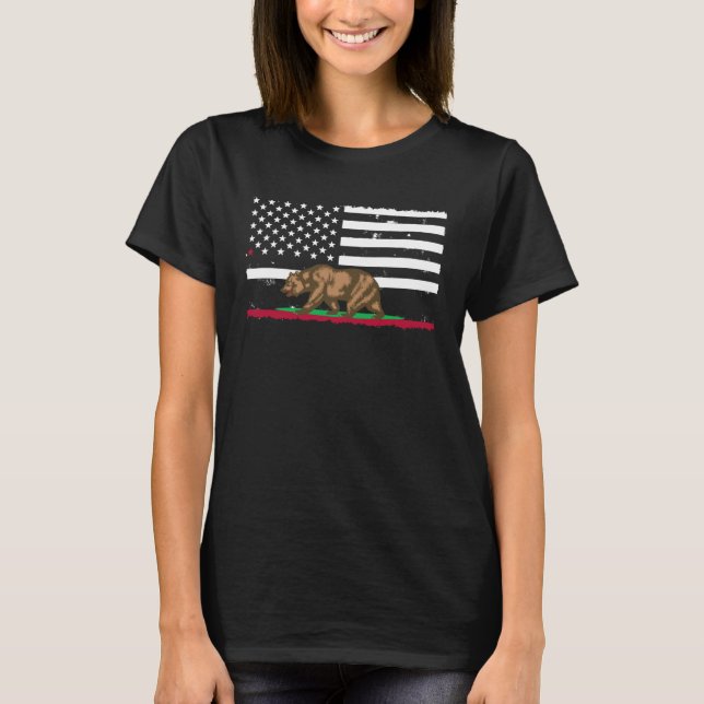 Bear USA Flag California Pride Vacation Travel Tou T Shirt (Framsida)