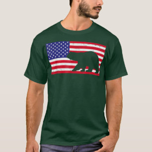 Bear USA Patriotic American Flagga Manar Women Kid T Shirt