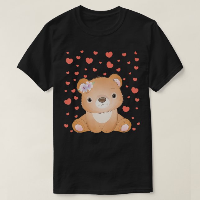 Bear Valentine Day Red Heart för björn Älskare T Shirt (Design framsida)