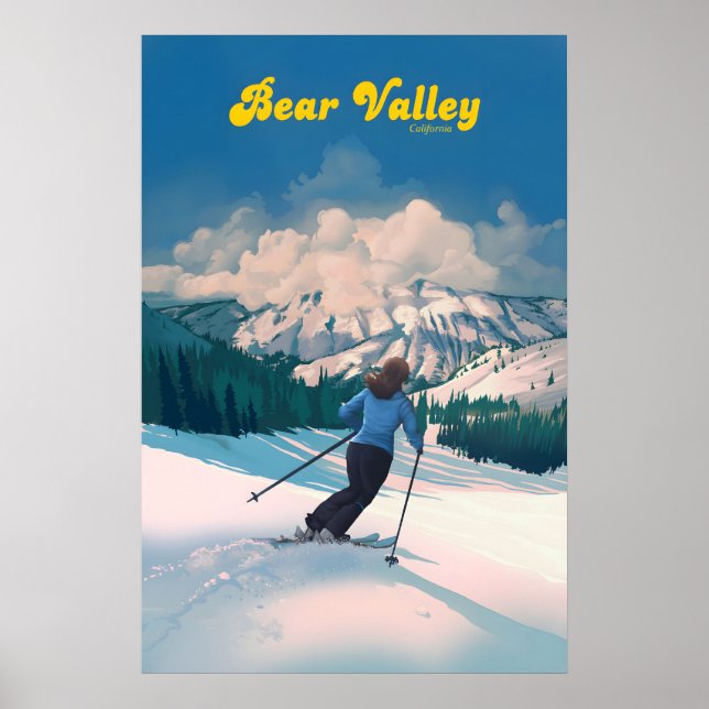 Bear Valley Ski Resort Reseskylt Poster (Framsidan)