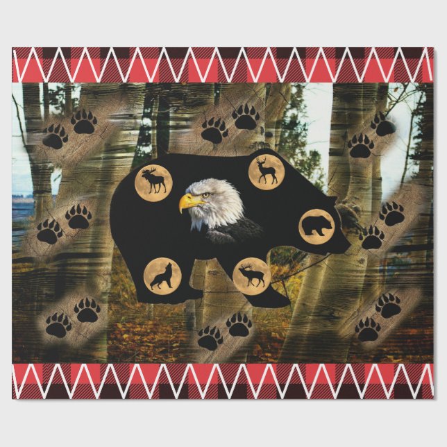 Bear Varg Eagle Elk Moose Hjort Presentpapper (Platt)