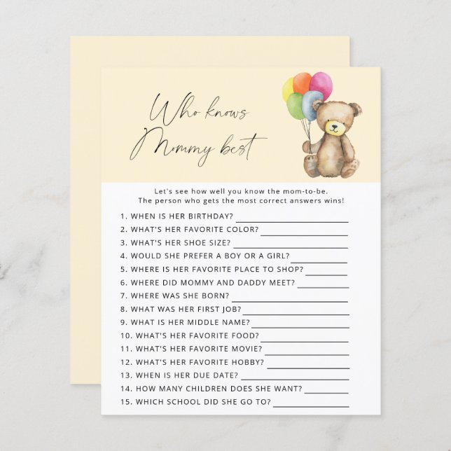 Bear - Vem vet vad mamman är bäst (Fram/baksida)