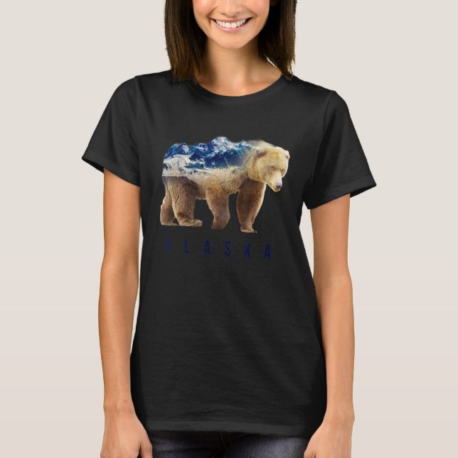 Bear Vild Animal Snö Mountain 18 oktober Alaska T Shirt (Framsida)