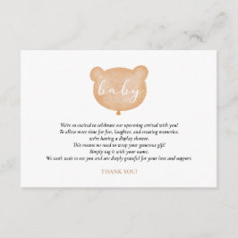 Bear Visning Shower-infogningskort Tilläggskort