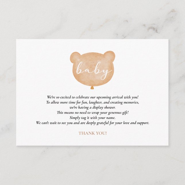 Bear Visning Shower-infogningskort Tilläggskort (Framsida)