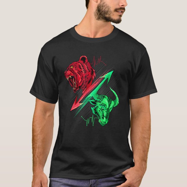 Bear Vs. Bull Lagrar Chart Analysis Cryptocurrency T Shirt (Framsida)