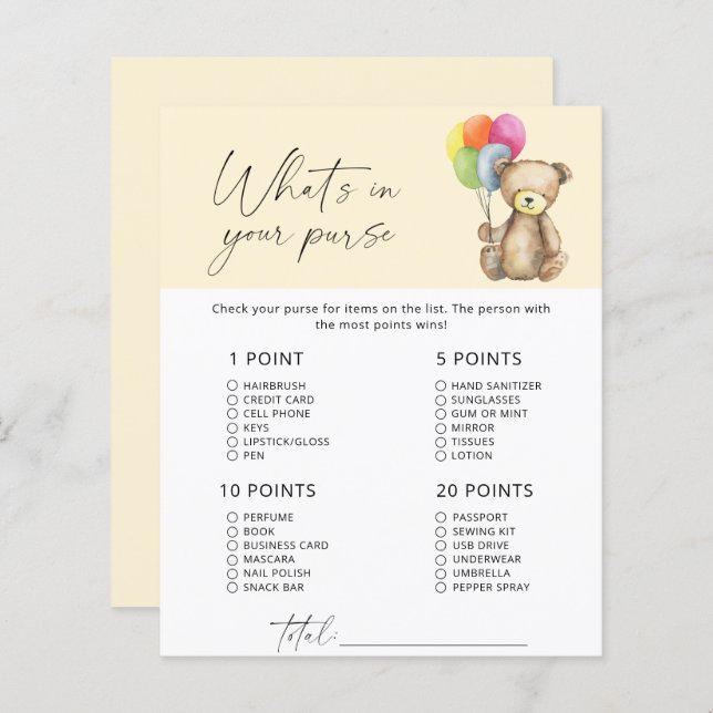 Bear - What's in your purse match (Fram/baksida)