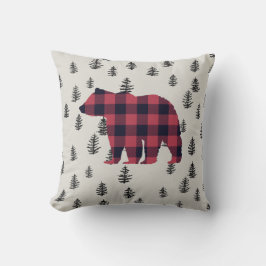 Bear Wilderness Gräs Träd Cabin Dekorativ kudde