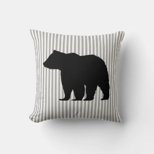 Bear Wilderness Grått och White Rand Dekorativ kud Kudde